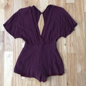 Tobi Danielle Open Back Romper- Wine